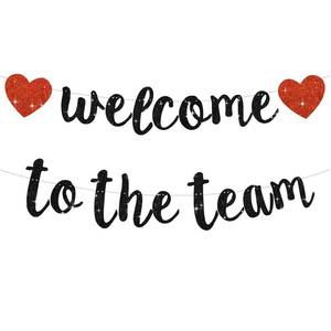 lot 10364 image: BEISHIDA Black Welcome to The Team Banner,NO DIY,Office Party Decorations for New Teacher Employee Coworker Staff Colleague Team Member