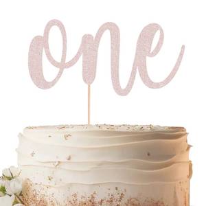 lot 10369 image: EONNCNT One Cake Topper - Rose Gold Glitter 1st Birthday Cake Decorating Supplies for Boys or Girls, First Birthday Cake Topper for Baby Shower 1st Birthday Party Supplies Photo Booth Props