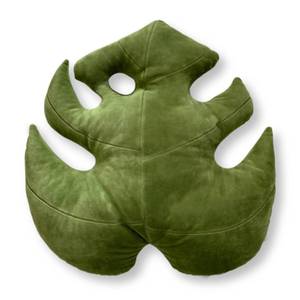 lot 10370 image: Green Philosophy Co. Monstera Leaf Pillow - Mossy Earth - Large Soft Plant-Shaped Plush Cushion for Couch, Bed, or Reading Nook - Cute & Unique Nature-Inspired Decor Throw Pillow