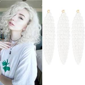lot 10377 image: 30 inch Ocean Wave Crochet Hair Deep Wave Twist Crochet Hair Extensions Curly Braiding Hair 3 packs Long Wavy Braids For Women Synthetic Crochet Braid Hair (30 inch, White)