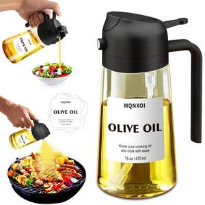 lot 10392 image: 2 in 1 Glass Oil Sprayer & Dispenser,16oz470ml Olive Cooking, Air Fryer, and Salad, for Kitchen Gadgets and Air Fryer Accessories, wStickers (Black)