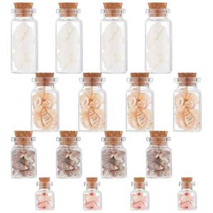 lot 10393 image: PH PandaHall 16Pcs Transparent Glass Bottle 4 Styles Beach Message Bottles Mini Shells Jar Ocean Theme Glass Dome Bell Jar with Seashell Hanging Ornaments Set for Party Decoration Supplies, 3.510ml