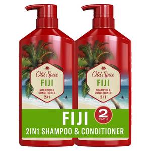 lot 10395 image: Old Spice Mens 2-in-1 Shampoo and Conditioner Set, Fiji, Coconut & Tropical Wood Scent, For All Hair Types, Healthier, Fuller, Moisturized Looking Hair, 21.9 fl oz Each, Twin Pack