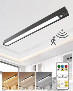 lot 10397 image: Rechargeable Motion Sensor Ceiling Light, Full Metal Battery Powered LED Closet Light, 3 Color 500LM Dimmable with Remote & Timer, Magnetic Cordless Mount for Shower, Hallway, Garage, Pantry -Black