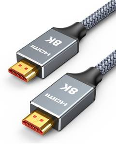 lot 10404 image: Capshi 6.6ft 8K 4K120Hz HDMI Cable 2.1, 48Gbps High Speed Cord for PS54, TV, Gaming Console, Monitor, 8K60Hz, 2K240Hz, 144Hz, Support HDR, eARC, DTSX, HDCP 2.2 & 2.3, Braided, Grey