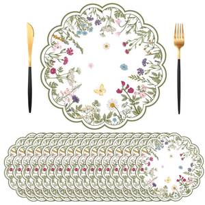 lot 10409 image: SMUAENSS 50 PCS Paper Placemats Disposable, Vintage Wildflower Place Mats, 13.5Inch Antique Herbs and Wild Flowers Table Mats for Wedding Birthday Home Kitchen Party Supplies