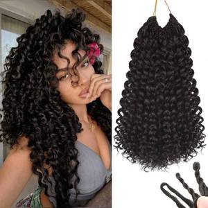 lot 10432 image: 120 Strands Curly Crochet Hair Gogo Curl Pure Protein Fiber Close to Human Hair 14 Inch Pre looped Deep Wave Curly Crochet Hair For Black Women Beach Curl Twist Braiding Hair Extensions (14inch 2#)