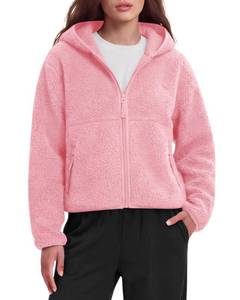 lot 10435 image: Locachy Womens Cozy Sherpa Fleece Winter Warm Hoodies Cute Casual Zipper Coat with Pockets 2025 Fashion Outwear Pink S