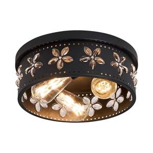 lot 11473 image: Glintawn 12.6 inch Black Flush Mount Ceiling Light Fixtures, 3-Light Ceiling Mount for Industrial, Crystal Light Fixtures for Farmhouse, Bedroom, Living Room, Kitchen, Hallway and Foyer (1 Pack)