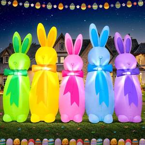 lot 11479 image: KOOY 6FT Long Easter Inflatables Outdoor Decoration Five Colorful Bunny, Built in LED Lights Blow Up Yard Decoration for Lawn Garden Holiday Party