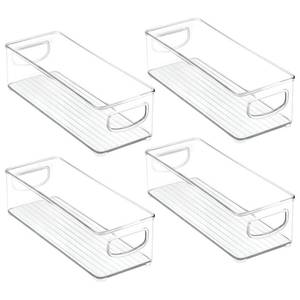 lot 11485 image: mDesign Plastic Bathroom Storage Container Bins w Handles - Closet, Cabinet, Vanity, Cupboard Shelf Organization, Hair Tools Accessory Organizer - Ligne Collection Clear, 10x6x3 (Pack of 4)