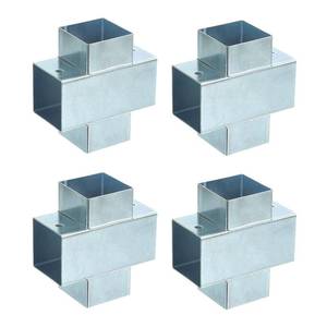lot 11496 image: uxcell 4-Way Gazebo Brackets Kit, Square Tube Cross Clamp Corner Bracket, Woodworking DIY Post Base Kit for 1.6in. x 1.6in. Lumber for Outdoor Patio Gazebo Log Cabins (4 Pack)