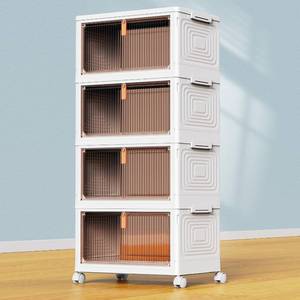 lot 11505 image: YFXCVSL 4 Tier Plastic Storage Bins with Lid 23QT, Stackable Storage Containers with Wheels, Folding Storage Boxes, Stackable Storage Bins, Organizers and Storage for Living Room,Office,Dorm