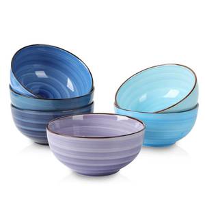 lot 11507 image: Selamica Ceramic 24 Oz Cereal Bowls Set, Deep Soup Bowls, 5.9 Inch Porcelain Kitchen Bowls for Pasta Salad Dessert Oatmeal Ramen, Microwave Dishwasher Safe, Set of 6, Gradient Blue