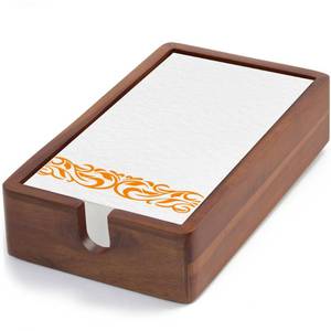 lot 11517 image: Acacia Guest Towel Napkin Holder 10x6in., Paper Hand Towels Tray Holds Paper & Cloth Linen Napkin on Table, Kitchen Counter, Bathroom - Durable, Natural, Dark Stained Organizer for Party, Wedding, Event