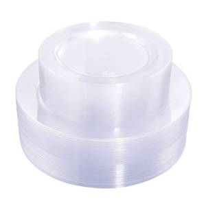 lot 11525 image: Liacere 120Pieces Clear Plastic Plates - Premium Clear Disposable Plates include 60Pieces 10.25inch Dinner Plates & 60Pieces 7.5inch Dessert Plates for Weddings & Parties