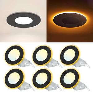 lot 12284 image: EOSMILE 6 Pack Black Recessed Lighting with 4 Inch Night Light, Canless Ultra Thin Wafer Downlight Pot Indoor Exterior Soffit Lighting, 2700K-5000K Selectable, 9W,120V, 750LM, Dimmable, ETL FCC