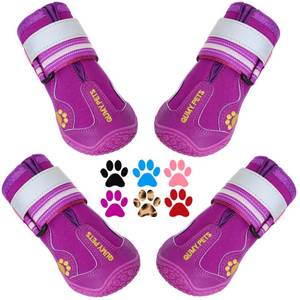 lot 12297 image: QUMY Dog Shoes for Large Dogs, Medium Dog Boots & Paw Protectors for Winter Snowy Day, Summer Hot Pavement, Water-Resistant in Rainy Weather, Outdoor Walking, Indoor Hardfloors Skid-Resistant Sole