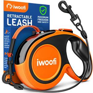 lot 12301 image: Retractable Dog Leash 18.2 ft �� Chew Proof Cable Included �� 360° Tangle-Free Design �� Heavy Duty Reflective Leash �� Soft Anti-Slip Grip Outdoor Daily for Dogs 10-50 lbs (Orange)