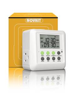lot 12311 image: NOVKIT 3-in-1 Dual Outlet Timer Plug with Interval Cycle for Indoor, 7 Day 24 Hour Programmable Digital Repeat Timer Switch(15A, 1875W)