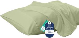 lot 12318 image: Royale Linens King Pillowcase Set of 2 - Bed Pillow Cover - 20in. x 40in. -Sage Green Pillowcases - 1800 Brushed Microfiber, Wrinkle & Fade Resistant - Soft & Cozy- King Size Pillow Case (Sage)