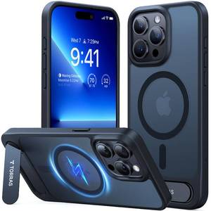 lot 12344 image: TORRAS for iPhone 15 Pro Max Case Translucent Black  Strong Magnetic & Seamless Stand, Fit for MagSafe, Military-Grade Drop Protection, Sturdy Adjustable Built-in Kickstand, Slim Matte Finish
