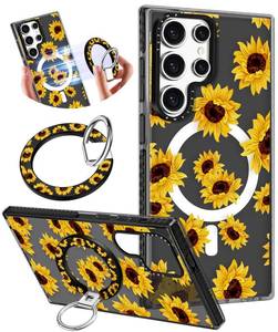 lot 12350 image: Toycamp for Samsung Galaxy S25 Ultra Case Compatible with Magsafe - Cute Design 360°Magnetic Ring Holder Stand Kickstand Funny Sunflower Girly Pretty Fashion TPU Phone Covers for Women Tenn Girls