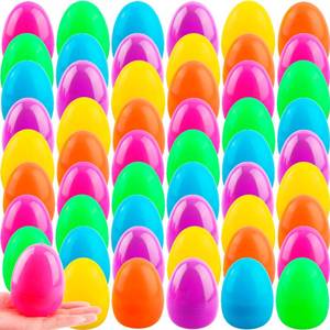 lot 13010 image: 4 Inch Plastic Fillable Easter Eggs 3654 6678 pcs Large Colorful Easter Egg Big Flat Bottom Eggs Bulk for Easter Basket Fillers Egg Hunt Party Supplies (54 Pcs (6 Color) - Flat Bottom (4 Inch))