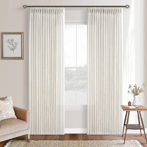 lot 13013 image: Pleated Linen Curtains 96 Inches Long for Living Room 2 Panels Set Semi Sheer Light Filtering Pinch Pleat with Rings Hooks Back Tab Drapes Neutral Boho 96 Inch Curtain for Bedroom Window Cream Ivory
