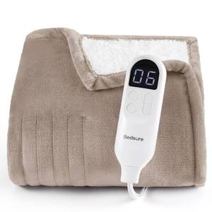 lot 1141 image: Bedsure Heated Blanket Throw Blanket with Preheat Function - Fast Heating Electric Blanket, Soft Flannel Throw with 6 Time Settings(Up to 10H), 6 Heating Settings, Gifts for Grandma (50in.x60in., Taupe)