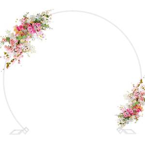 lot 1155 image: Wokceer Wedding Arch 8FT Round Backdrop Stand Balloon Arch Stand White Circle Balloon Arch Frame for Wedding Ceremony Birthday Party Anniversary Valentine Celebration Decoration