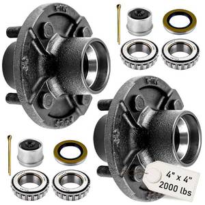 lot 1163 image: AuraWINS 4 on 4in. Trailer Hub Kit Fit Both 1in. Spindles BT8,2000 lbs Trailer Wheel Hub with L44643 Bearing Kit,Dust Cap and Rubber Plug,2 Sets