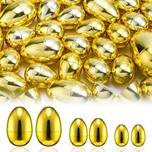 lot 1167 image: Silipull 72 Pcs Golden Unfilled Easter Eggs 3 Sizes Metallic Plastic Gold Easter Eggs 4in., 3.15in., 2.36in. Empty Party Favor Fillers Basket Stuffers for Hunt Candy Treats Presents Decorations Crafts