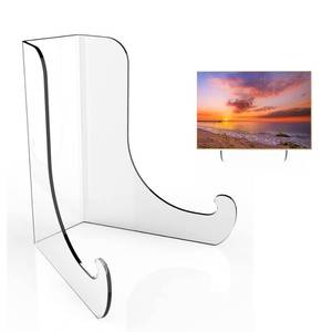 lot 1180 image: Boloyo Flat Back Acrylic Plate Display Stand, 6 Inch 2PC Clear Acrylic Display Holder Easel Base for Home Office Kitchen School Art Display