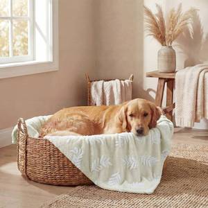 lot 2307 image: Horaldaily Pets Flannel Blanket, Beige Leaves 3D Textured Soft Fuzzy Fluffy Plush Cozy Fleece Premium Blankets for Dog Cat Puppy Kitten Couch Protection, 30x40