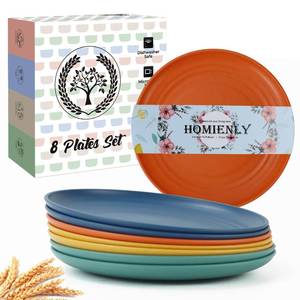 lot 2340 image: Homienly 5.7 Inch Small Plates-Wheat Straw Mini Plate, Unbreakable Plate Set Ideal for Dessert, Appetizers, Small Serving, Side Dish, Lightweight Dessert Dishes Plates, Set of 8, Colorful