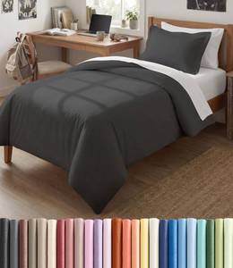 lot 2349 image: Duvet Cover TwinTwin XL Size Set - Extra Soft TwinTwin XL Duvet Cover 68in. x 90in. with 1 Pillow Sham - Hotel Luxury, Easy Care, Fade Free with Zipper Closures & Ties - Comfy & Breathable (Charcoal)