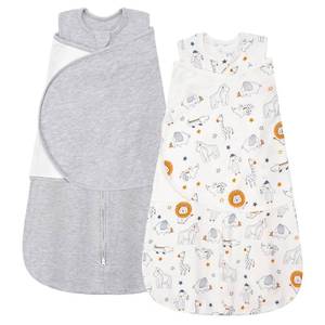 lot 2355 image: ZIGJOY Sleep Sack Swaddle 1.0 Tog Baby Wearable Blanket 100percent Cotton Baby Swaddle Blanket for Newborns 6-12 Months Grey&Line Animal