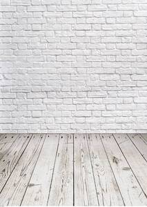 lot 2357 image: Dudaacvt 5x7FT White Brick Wall with Wooden Floor Photography Backdrop - Kids & Adults Birthday Portrait Banner