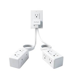 lot 2363 image: 12-Outlet Split Extension Cord, 10FT Flat Plug Power Strip (5FT on Each Side), Ultra-Thin Flat Extension Cord for Home Office Dorm Desk, ETL Listed
