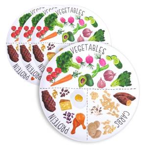 lot 2379 image: Viynran 9in. Portion Control Plate - Healthy Nutrition Plate for Adults and Teens, Melamine, Ideal for Weight Loss and Diabetes Management (4 Pack)