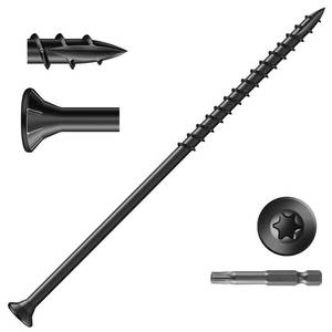 lot 2389 image: SG TZH 14 x 8 Inch Deck Screws (17Pcs) 1lb. Exterior Wood Screws. Carbon Steel, Black, Flat Head, Rust Resistant epoxy Coated, with T30 Star Bit