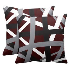 lot 2390 image: Emvency Set of 2 Throw Pillow Cover Burgundy Red Black Stripes Grey White Design Retro Decorative Pillow Case Striped Home Decor Square 18x18 Inch Cushion Pillowcase