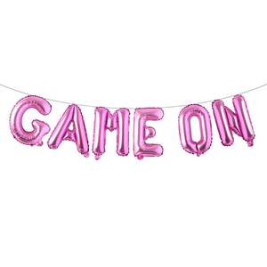 lot 2391 image: GAME ON Balloons Banner Black Game Themed Birthday Party Decoration and Supplies Sign (GAME ON Rose Red)