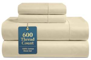 lot 2397 image: LANE LINEN Queen Size Bedding Set �� 100percent Cotton Queen Size Bed Set with 600 Thread Count, Soft & Cooling Fabric, Value Bedding for Daily Use, Hotel Sateen Finish, 15in. Deep Pocket �� Linen