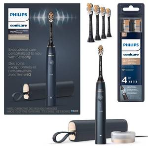 lot 2418 image: Philips Sonicare DiamondClean Prestige 9900 Rechargeable Electric Toothbrush with SenseIQ, 5 Premium All-in-One Brush Heads, Plaque Removal, Gum Care, Whitening, Midnight, BD9002AZ