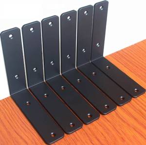 lot 2420 image: 6 Pack - L 6in. x H 6in. x W1.5, 5mm Thick Black L Shelf Bracket, Iron Shelf Brackets, Metal Shelf Brackets, Floating Shelf, Shelf Supports with Screws