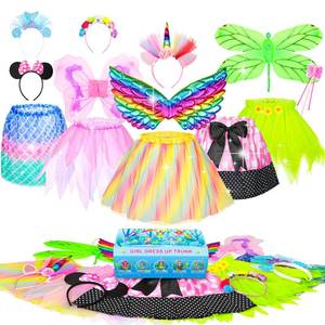 lot 3680 image: Jeowoqao Little Girl Dress Up Costumes Pretend Play Costumes Princess Role Play 13pc Mermaid Fairy Costume for Toddler Age 3 4 5 6 Years