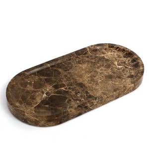 lot 3681 image: YMXYJM Genuine Real Natural Marble Tray for Bathroom, Luxury Dark Brown Stone Vanity Tray, Decorative Oval Trays for Countertop Storage, Vanity, Dresser, Kitchen, Home Decor, 11.8in. x 6in., Brown