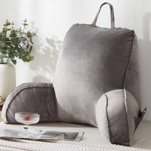 lot 3687 image: StarAneer Reading Pillow for Sitting in Bed Adult,Back Pillow for Bed Sitting Up,Backrest Back Support Chair Pillow, College Dorm Essentials for Girls and Boys, Velvet Grey L